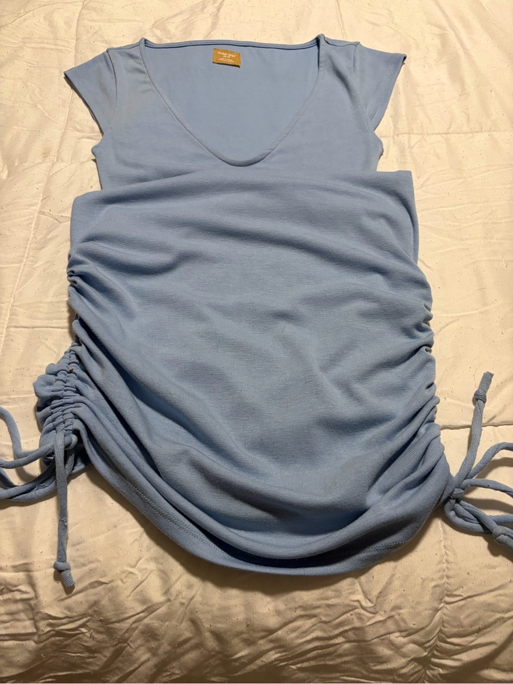 NWOT. Free People Light Blue Side-Ruched V-Neck Women’s Dress